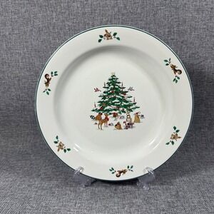 VTG Ming Pao Woodland Christmas Dinner Plate 10.5" Forest Animals China Holiday